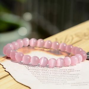 🆕New Pink Cat’s Eye 8mm Healing Gemstone Bracelet